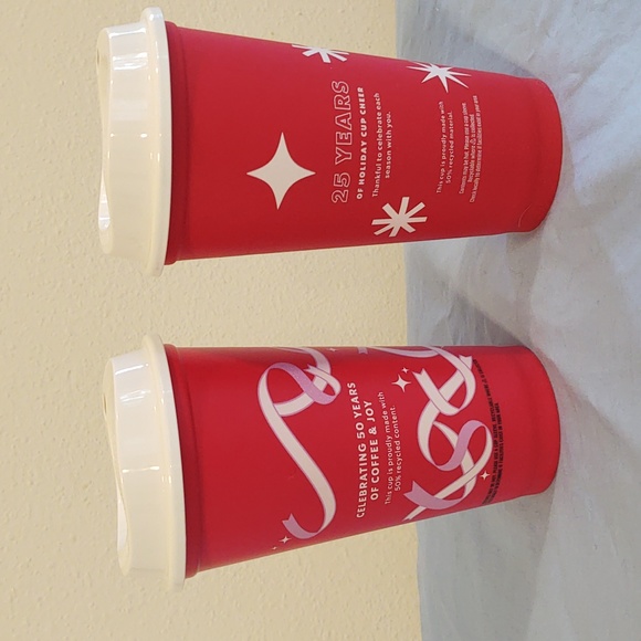 Starbucks Red Holiday 2013 Plastic Cups Reusable 16 Oz Limited Edition 2 for $15 - Picture 2 of 3
